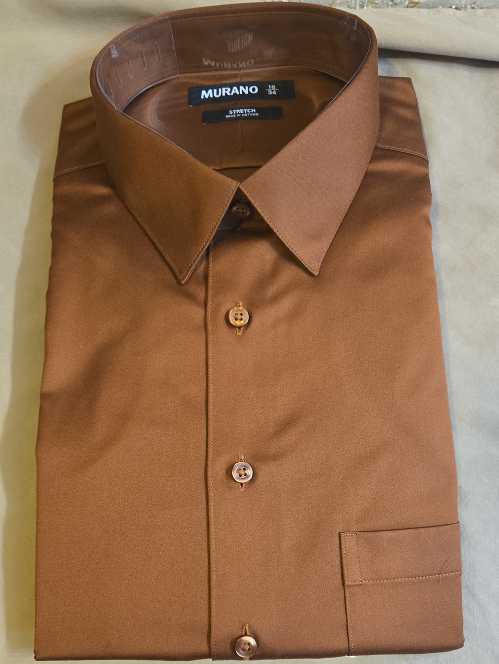 Murano Men's Brown Point-Collar Dress Shirt